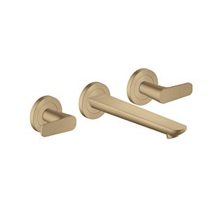hansgrohe Axor Citterio C 3-hole washbasin mixer 49071140 cubic cut, brushed bronze, concealed, wall mounting, projection 193mm