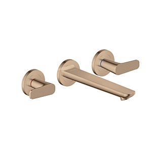 hansgrohe Axor Citterio C 3-hole basin mixer for wall mounting 49071300 concealed, with spout 195 mm Cubic cut, Polished Red Gold