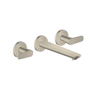 hansgrohe Axor Citterio C 3-hole washbasin mixer 49071820 cubic cut, brushed nickel, concealed, wall mounting, projection 193mm