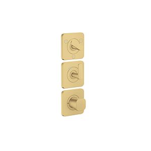 Hansgrohe Axor Citterio C thermostat module 380/120, 49710250 cubic cut, brushed gold optic, flush-mounted, with rosettes