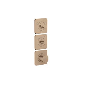 Hansgrohe Axor Citterio C Thermostatmodul 380/120, 49710310 cubic cut, Brushed Red Gold, Unterputz, mit Rosetten