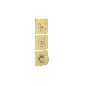 Hansgrohe Axor Citterio C Thermostatmodul 380/120, 49710950 cubic cut, Brushed Brass, Unterputz, mit Rosetten