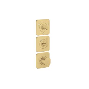 Hansgrohe Axor Citterio C Thermostatmodul 380/120, 49711250 cubic cut, Brushed Gold Optic, Unterputz, mit Rosetten