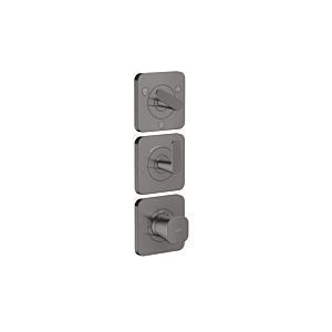 Hansgrohe Axor Citterio C thermostat module 380/120, 49711330 cubic cut, Polished Black Chrome, concealed, with rosettes