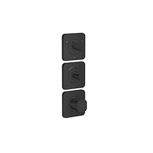 Hansgrohe Axor Citterio C thermostat module 380/120, 49711670 cubic cut, matt black, concealed, with rosettes
