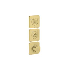 Hansgrohe Axor Citterio C Thermostatmodul 380/120, 49711950 cubic cut, Brushed Brass, Unterputz, mit Rosetten