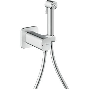 Douches bidette Hansgrohe AXOR Pommeau de douche bidette 29243000 1 jet Softsquare pour eau mitigée avec support de pommeau de douche et flexible de douche 1,25 m, chromé