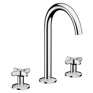 Hansgrohe AXOR One 3 trous mitigeur lavabo 170 48040000 saillie 140 mm, avec push-open- garniture de vidange , avec poignée croisée, chromé