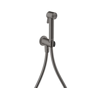 Douches bidette Hansgrohe AXOR Pommeau de douche bidette 29240340 1 jet rond pour eau froide avec support de pommeau de douche et flexible de douche 1,25 m, chrome noir brossé