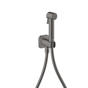 Douches bidette Hansgrohe AXOR Pommeau de douche bidette 29241330 1 jet Softsquare pour eau froide avec support de pommeau de douche et flexible de douche 1,25 m, chrome noir poli