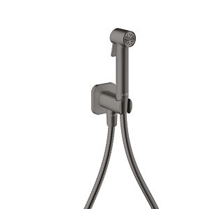 Douches bidette Hansgrohe AXOR Pommeau de douche bidette 29241340 1 jet Softsquare pour eau froide avec support de pommeau de douche et flexible de douche 1,25 m, chrome noir brossé