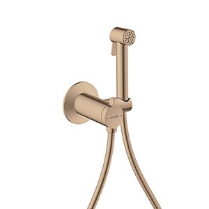 Douches bidette Hansgrohe AXOR Pommeau de douche bidette 29242300 1 jet rond pour eau mitigée avec support de pommeau de douche et flexible de douche 1,25 m, or rouge poli
