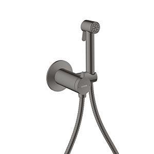 Douches bidette Hansgrohe AXOR Pommeau de douche bidette 29242330 1 jet rond pour eau mitigée avec support de pommeau de douche et flexible de douche 1,25 m, chrome noir poli