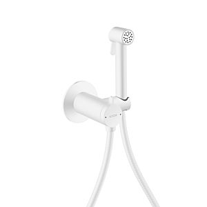 Douches bidette hansgrohe AXOR Pommeau de douche bidette 29242700 1 jet rond pour eau mitigée avec support de pommeau de douche et flexible de douche 1,25 m, blanc mat