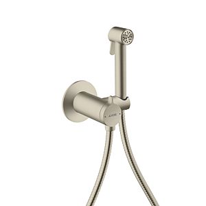 hansgrohe AXOR Bidette Showers Bidette Shower Head 29242820 1 spray type round for mixed water with shower head holder and shower hose 1.25 m, Brushed Nickel
