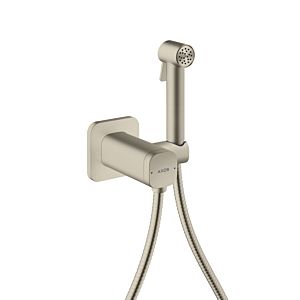 Douches bidette Hansgrohe AXOR Pommeau de douche bidette 29243820 1 jet Softsquare pour eau mitigée avec support de pommeau de douche et flexible de douche 1,25 m, nickel brossé