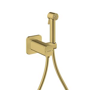 Douches bidette Hansgrohe AXOR Pommeau de douche bidette 29243990 1 jet Softsquare pour eau mitigée avec support de pommeau de douche et flexible de douche 1,25 m, aspect or poli