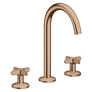 Hansgrohe AXOR One 3 trous mitigeur lavabo 170 48040310 saillie 140 mm, avec push-open garniture de vidange , avec poignée croisée, or rouge brossé