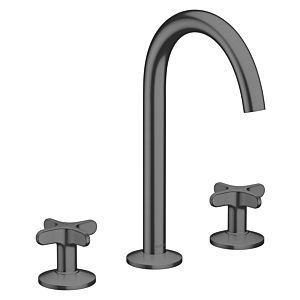 Hansgrohe AXOR One 3 trous mitigeur lavabo 170 48040340 saillie 140 mm, avec push-open garniture de vidange , avec poignée croisée, chrome noir brossé