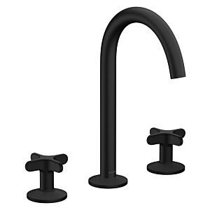 Hansgrohe AXOR One 3 trous mitigeur lavabo 170 48040670 saillie 140 mm, avec push-open garniture de vidange , avec poignée croisée, noir mat