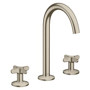 Hansgrohe AXOR One 3 trous mitigeur lavabo 170 48040820 saillie 140 mm, avec push-open garniture de vidange , avec poignée croisée, nickel brossé