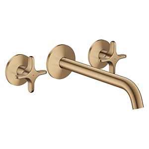 hansgrohe AXOR One 3-hole bath mixer 48430140 concealed, projection 220 mm, for wall mounting, with cross handle, brushed bronze
