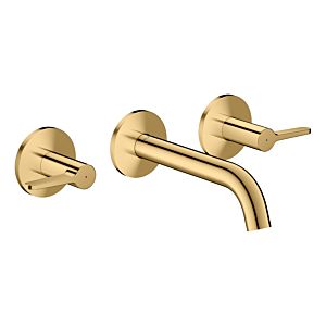 hansgrohe AXOR One 3-hole basin mixer 48150990 concealed, projection 160 mm, wall mounting with escutcheons, with lever handle, polished gold optic