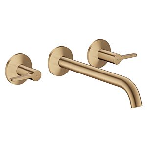 hansgrohe AXOR One 3-hole bath mixer 48431140 concealed, projection 220 mm, for wall mounting, with lever handle, brushed bronze