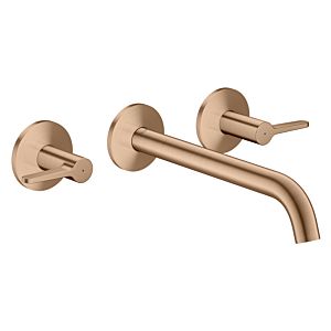 Mitigeur bain/douche 3 trous hansgrohe AXOR One 48431310 encastré, saillie 220 mm, pour montage mural, avec poignée à levier, or rouge brossé