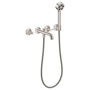 Mitigeur bain/douche 3 trous hansgrohe AXOR One 48444800 encastré, saillie 220 mm, avec douchette à main, avec poignée à levier, finition inox