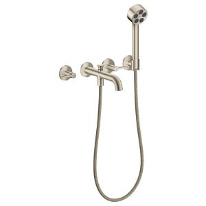 hansgrohe AXOR One 3-hole bath mixer 48444820 concealed, projection 220 mm, with hand shower, with lever handle, brushed nickel