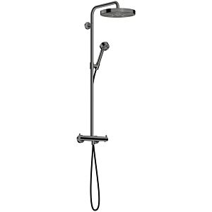Système de douche hansgrohe AXOR One avec thermostat et pomme de douche 280 48794330 encastré, kit d&#39;installation finale, 1 type de jet, 13,2 l/min, chrome noir poli