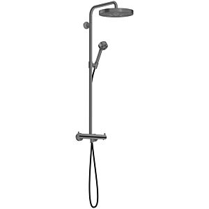Système de douche hansgrohe AXOR One avec thermostat et pomme de douche 280 48794340 encastré, kit d&#39;installation finale, 1 type de jet, 13,2 l/min, chrome noir brossé