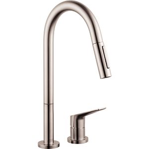 hansgrohe Axor Citterio Spültischarmatur 34822800 2 Loch, mit Ausziehbrause, Edelstahl-Optik