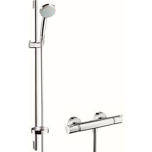 hansgrohe Croma système de douche 27033000 avec thermostat Ecostat Comfort et barre de douche 90cm, 9 l/min, chromé
