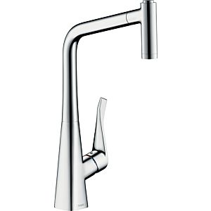 hansgrohe Metris mitigeur d&#39;évier 73824000 avec douchette extractible, 2jet, sBox, chromé