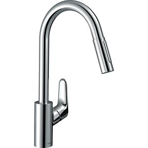 hansgrohe Focus M41 Spültisch-Einhebelmischer 240 31833000 mit Ausziehbrause, 2jet, 5,8 l/min, chrom