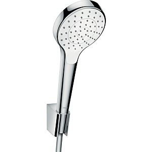 Ensemble support de douche Hansgrohe Croma Select S 110 28096400 1jet EcoSmart avec flexible de douche 1250 mm, blanc/chrome