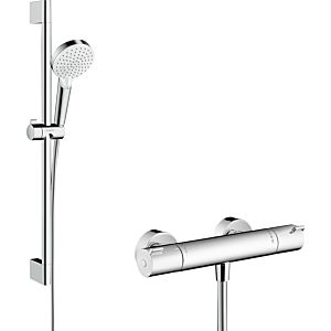 hansgrohe Crometta Vario Brauseset 27812400 weiss/chrom, 65 cm Stange, Ecostat 1001 CL
