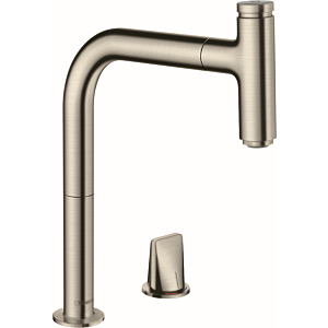 hansgrohe Metris Select M7119-H200 Küchenarmatur 73804800, Edelstahl-Optik, Ausziehauslauf, sBox