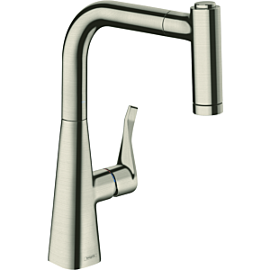 hansgrohe Metris 220 Küchenarmatur 14834800 Edelstahl-Optik, schwenkbarer Auslauf