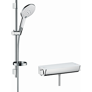 hansgrohe set de douche Ecostat Select 150 27036400 blanc- chromé , barre de douche 0,65m, avec thermostat