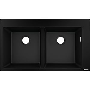 hansgrohe Einbauspüle 43316170 880 x 510 mm, 2 Hauptbecken, Hahnlöcher vordefiniert, graphitschwarz