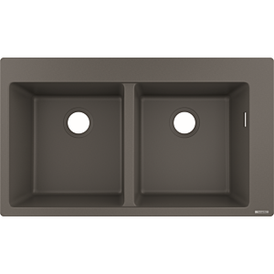 hansgrohe Einbauspüle 43316290 880 x 510 mm, 2 Hauptbecken, Hahnlöcher vordefiniert, steingrau