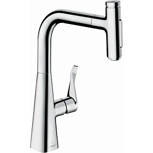 hansgrohe Metris Select mélangeur de cuisine 73817000 avec douchette extractible, 2jet, sBox, chromé