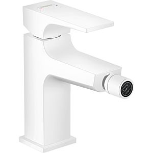 hansgrohe Metropol Bidet-Einhebelmischer 32520700 Ausladung 129 mm, Push-Open Ablaufgarnitur, mattweiß