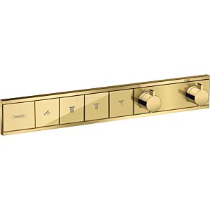 hansgrohe RainSelect Fertigmontageset 15382990 polished gold optic, Thermostat, 4x Verbraucher, Unterputz