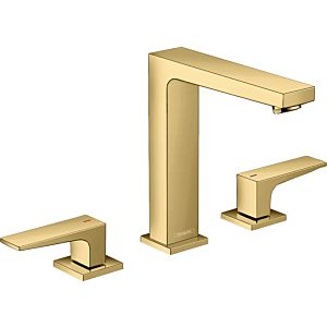hansgrohe Metropol 3-hole basin mixer 32515990 projection 152 mm, push-open waste set, polished gold optic
