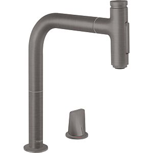 hansgrohe Metris Select 801 mélangeur de cuisine trou 73818340 noir brossé, 2jet, douchette extractible