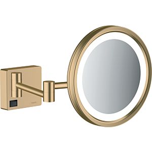 hansgrohe AddStoris Rasierspiegel 41790140 3-fach Vergrößerung, mit LED Leuchte, Wandmontage, brushed bronze